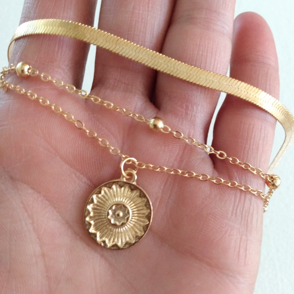 Triple Layer Medallion Coin Necklace - Picture 5 of 6
